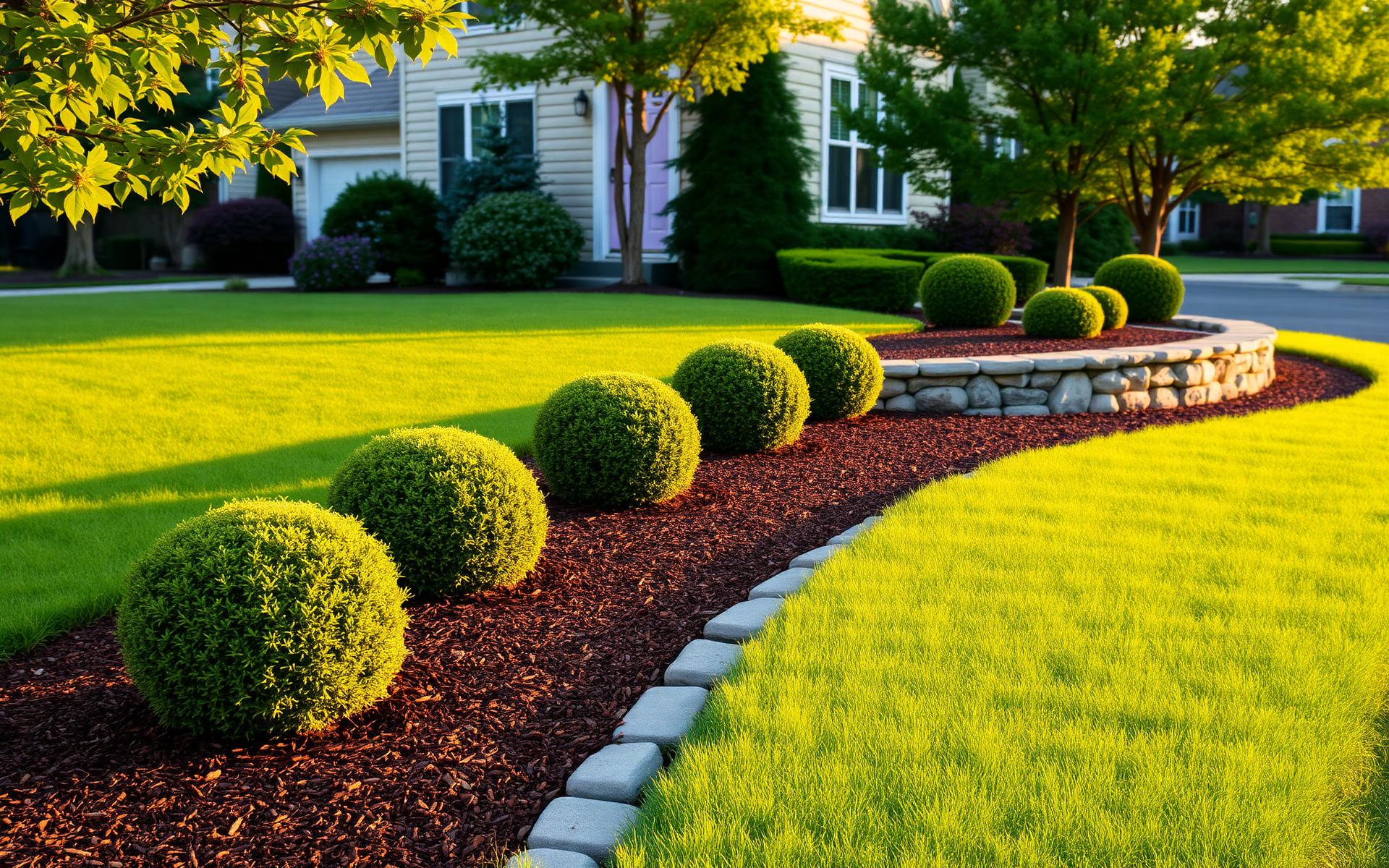 Manicured lawn and landscaping in Warren, Ohio